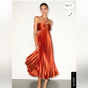 Lulu's Rust Orange Pleated Dress